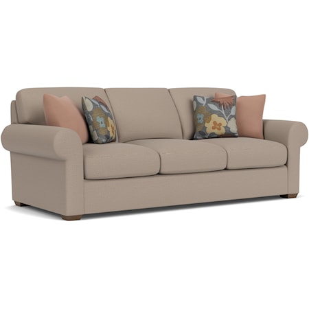 Transitional 93" Three-Cushion Sofa with Rolled Arms