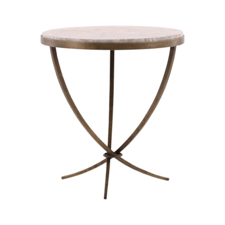 Round Side Table with Marble Top