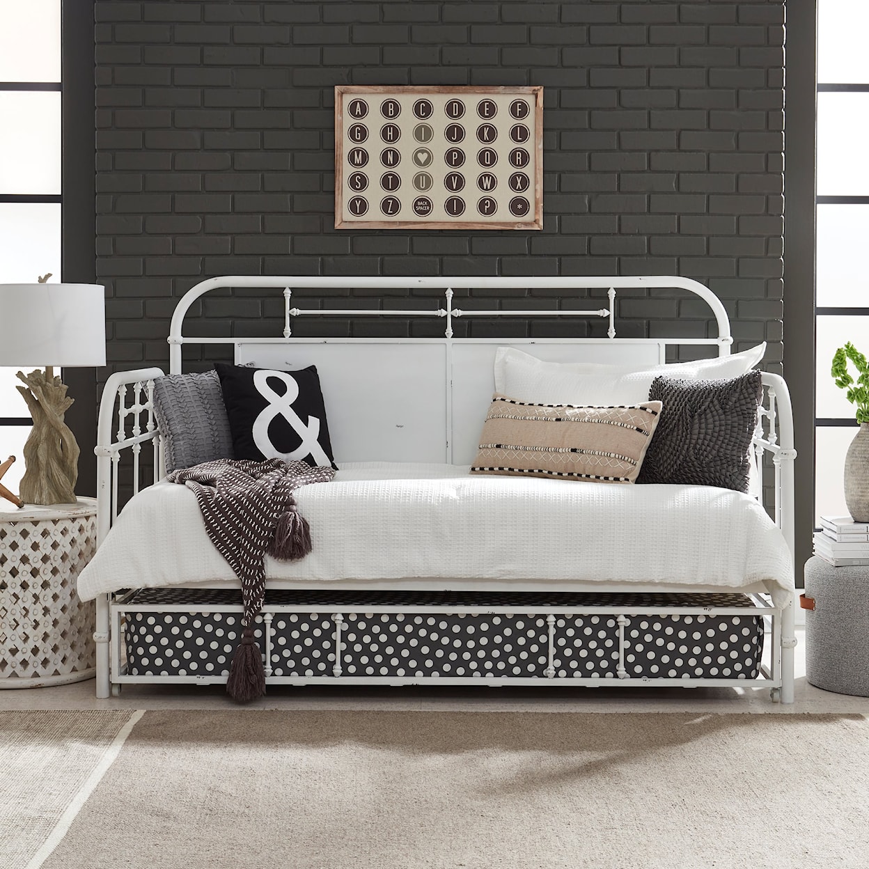 Liberty Furniture Vintage Series Twin Metal Daybed with Trundle