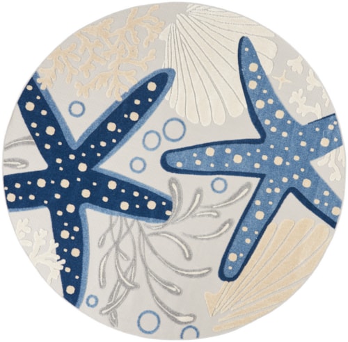7'10"  Blue/Grey Round Rug