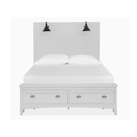Modern Farmhouse Queen Lamp Panel Storage Bed