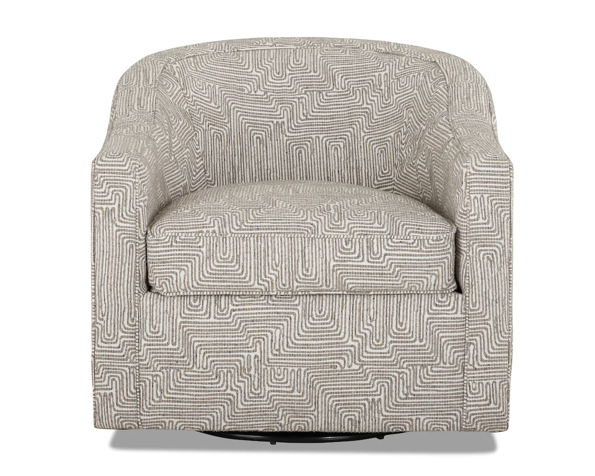 Klaussner Rush Contemporary Swivel Barrel Chair Stuckey Furniture