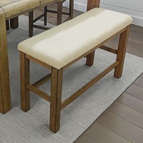 Upholstered Counter Height Dining Bench with Solid Wood Legs