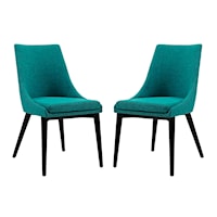 Viscount Upholstered Dining Side Chair - Black/Teal - Set of 2