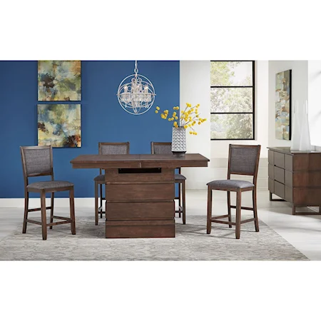 Contemporary 5-Piece Dining Set with Convertible Height Table
