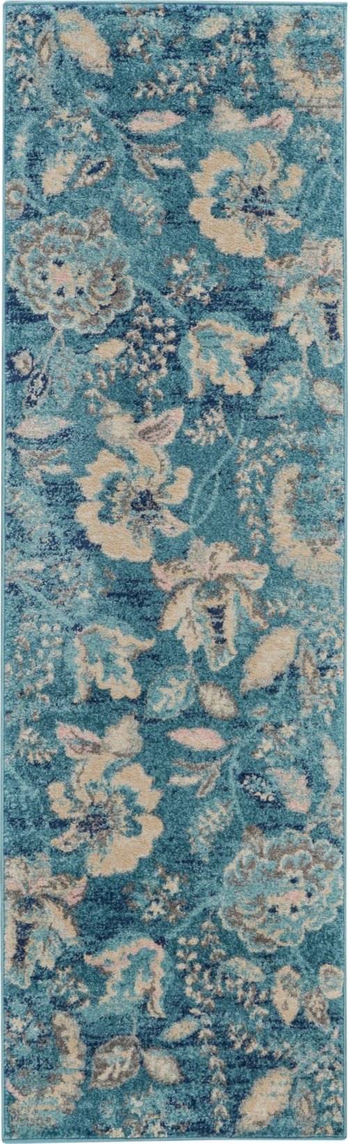 2'3" x 7'3" Turquoise Runner Rug