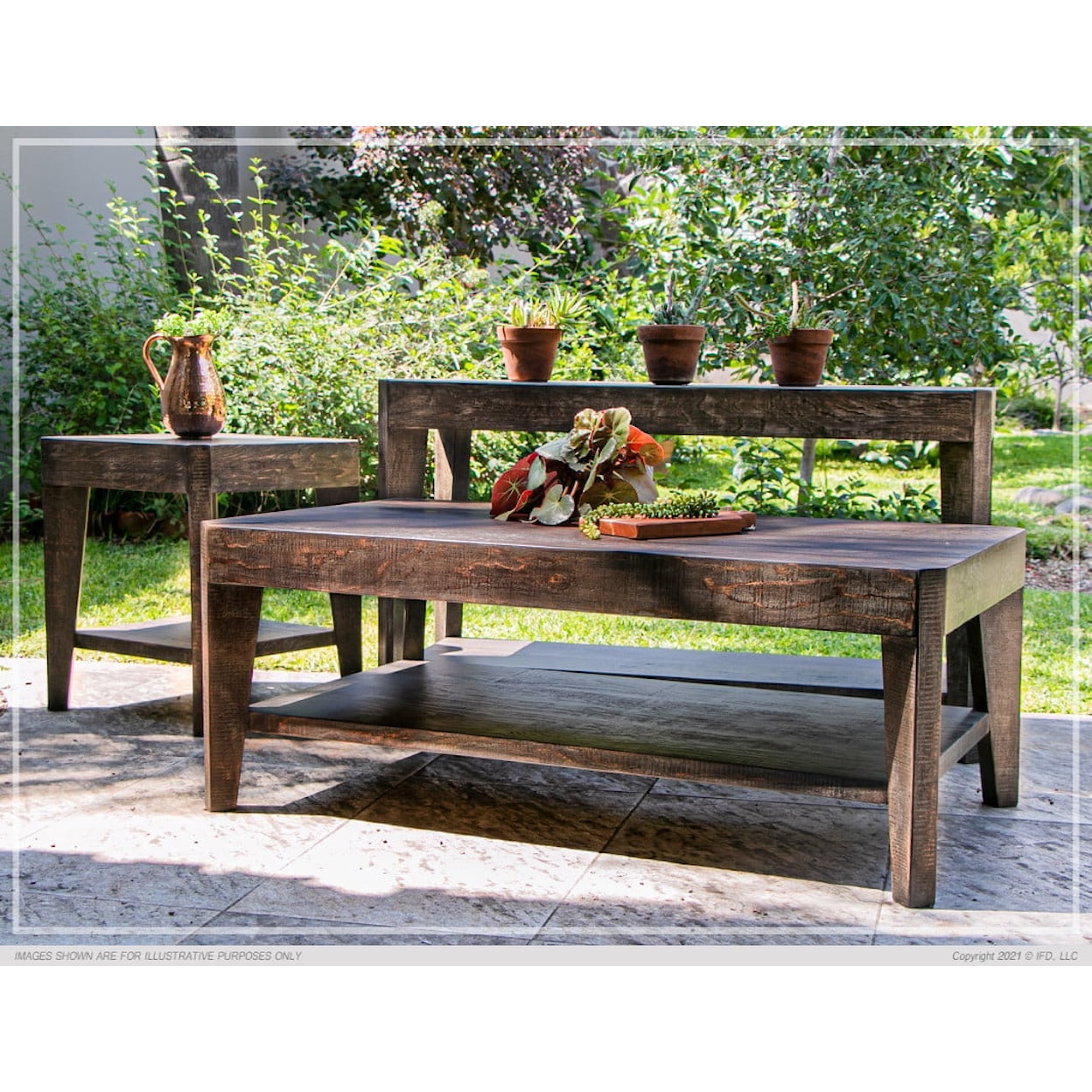 International Furniture Direct Nogales Occasional Tables 3-Piece Rustic Occasional Set