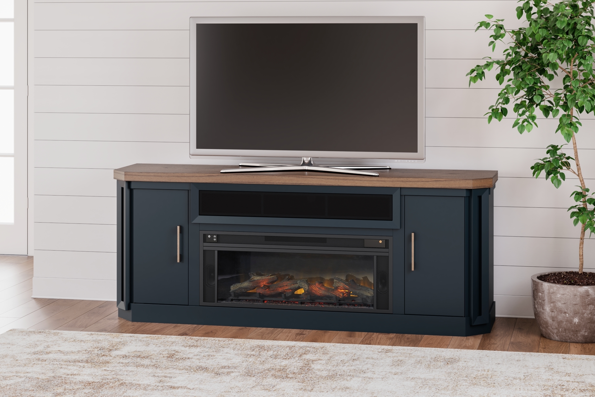 83" TV Stand With Electric Fireplace
