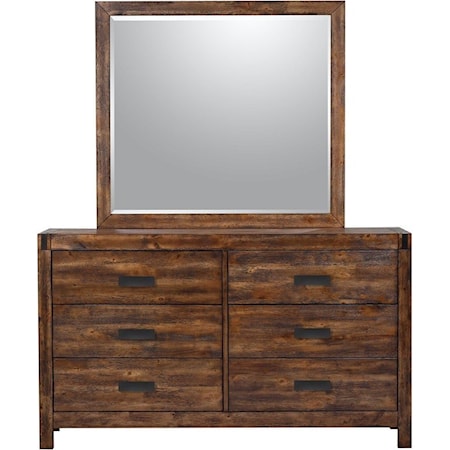 Contemporary Dresser and Mirror Set