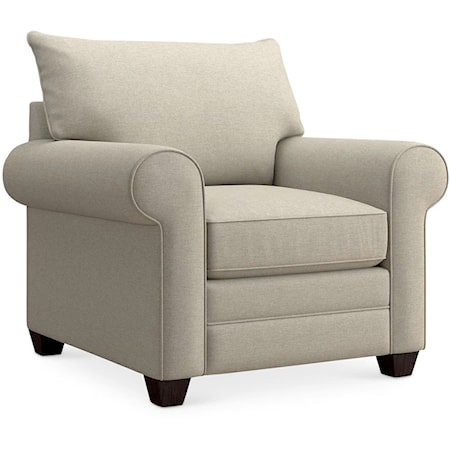 Transitional Rolled Arm Chair 
