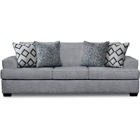Contemporary Gray Sofa with Loose Back Pillows