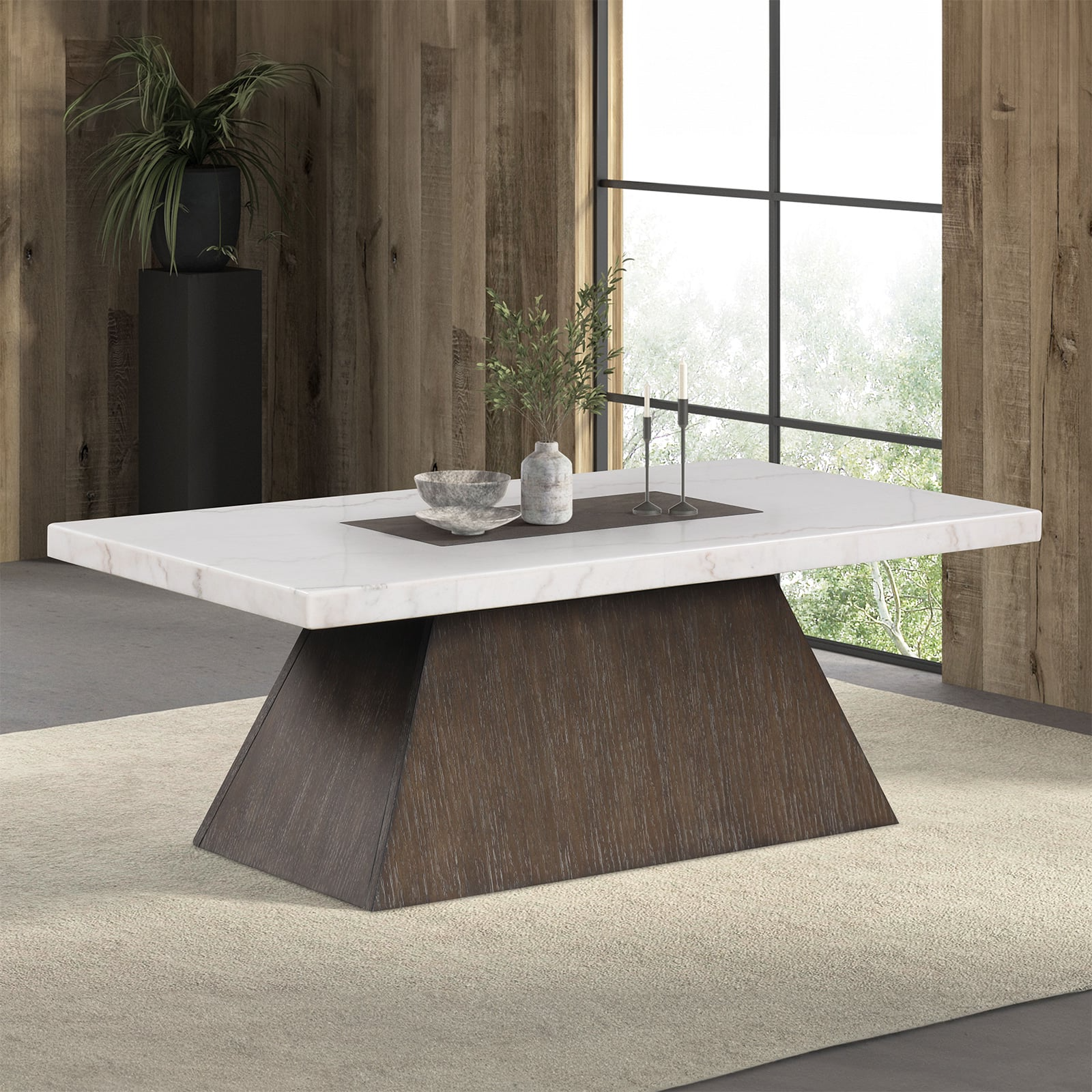 Furniture of America Grasten Rectangle Coffee Table with Marble Top