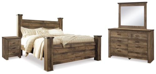 King Poster Bed, Dresser, Mirror And Nightstand