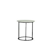 Transitional Round End Table with Faux Marble Top