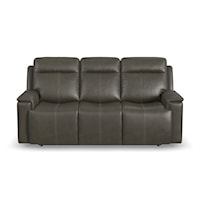 Casual Power Reclining Sofa with Power Headrests and Lumbar