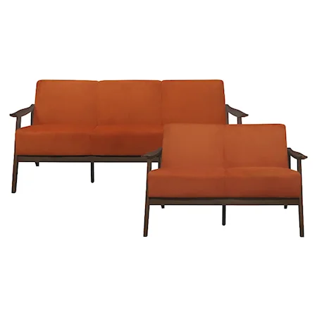 Contemporary 2-Piece Living Room Set with Velvet Upholstery