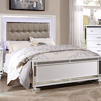 Contemporary King Bed with LED Light Trimmed Headboard