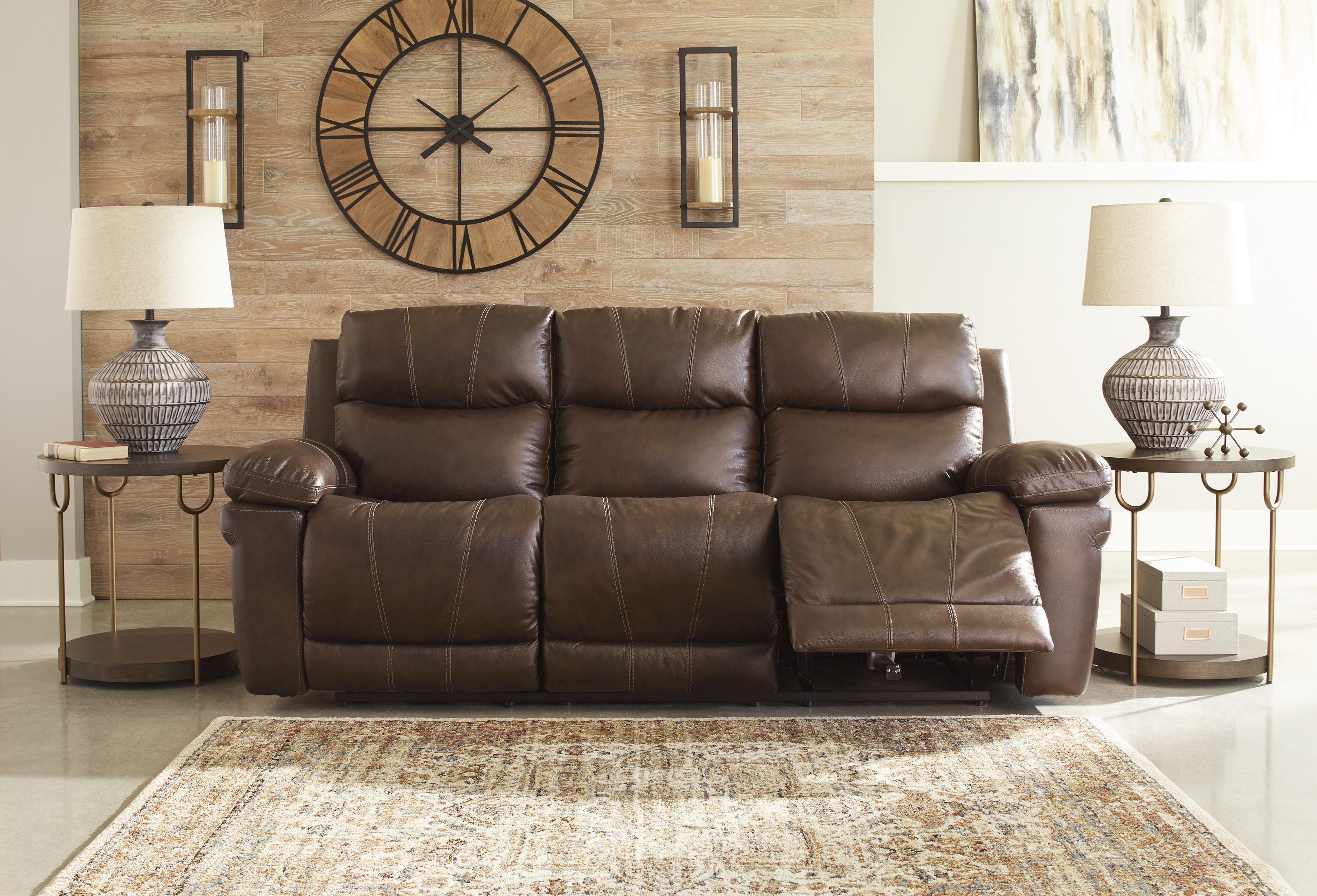 ashley edmar power reclining loveseat with console