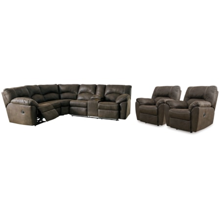 2-Piece Reclining Sectional And 2 Recliners