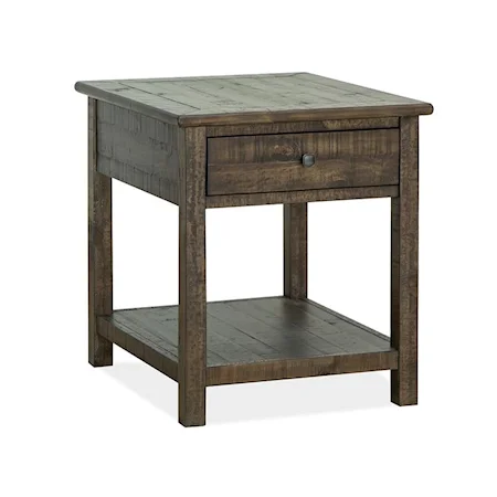 Transitional Rustic Rectangular End Table