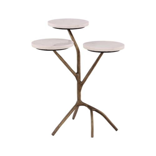 Contemporary 3-Spot Drink Table with Marble Tops