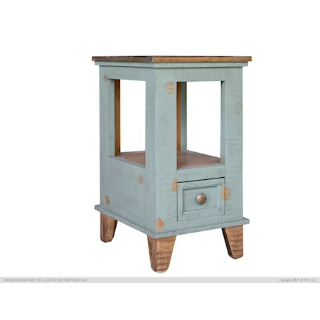 Toscana Rustic Two-Tone 1-Drawer Chair Side Table