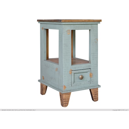 Toscana Rustic Two-Tone 1-Drawer Chair Side Table