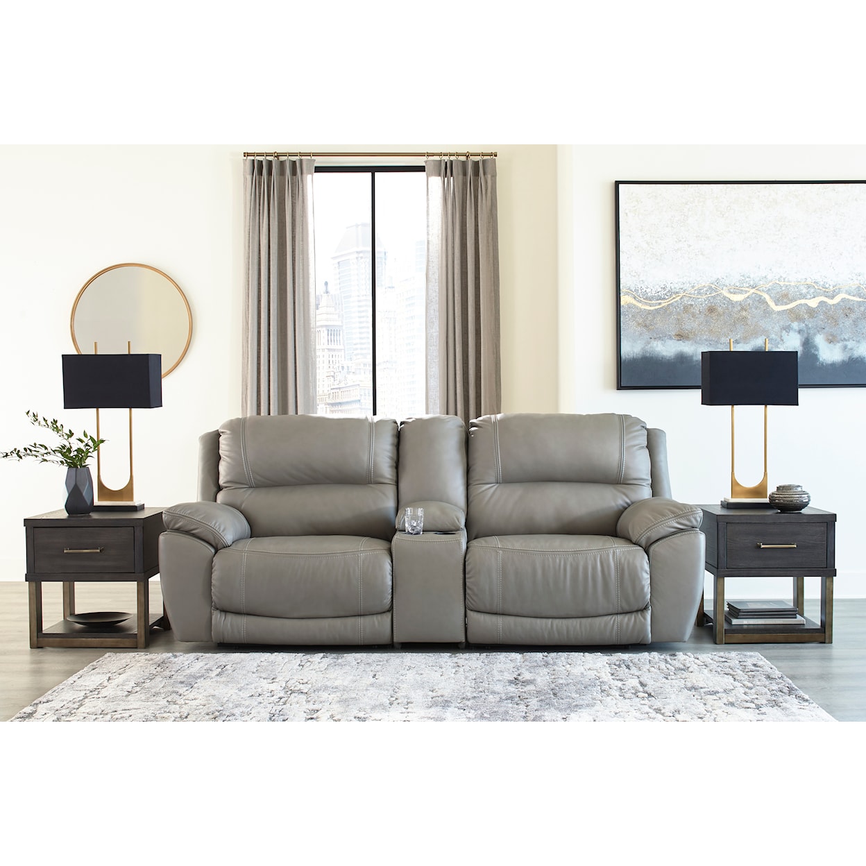 Signature Design by Ashley Dunleith Power Reclining Sectional Loveseat