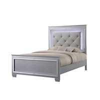 Queen Headboard and Footboard Bed with LED Backlighting