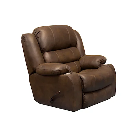 Casual Rocker Recliner with Dual Cupholders