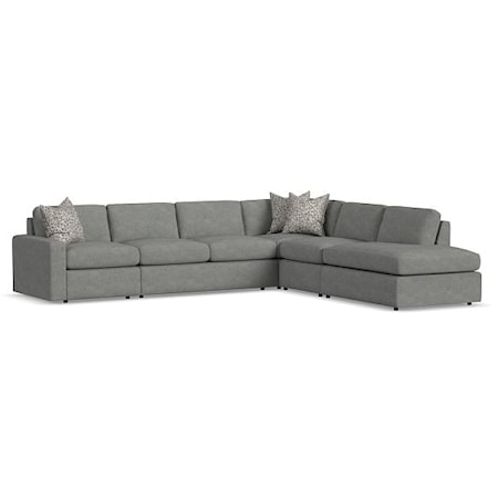 Contemporary Sectional Sofa with Track Arms