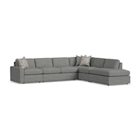 Contemporary Sectional Sofa with Track Arms