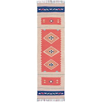 2'3" x 7'6" Red/Beige Runner Rug