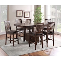 Transitional 7-Piece Counter Height Table and Chair Set with Storage