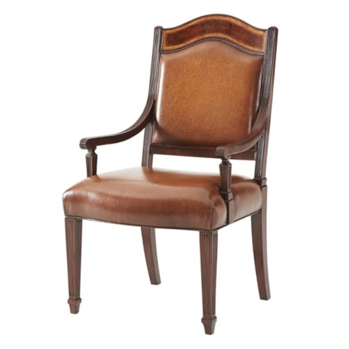 Traditional Leather Satinwood Dining Armchair
