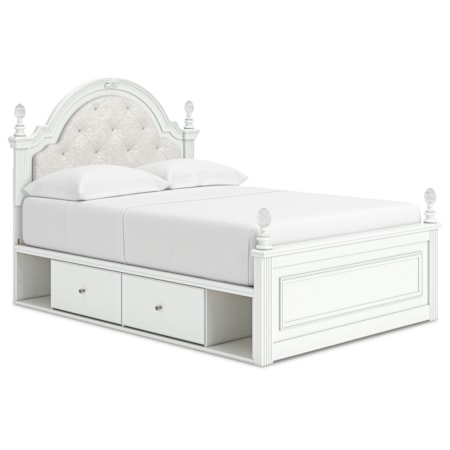Full Upholstered Panel Storage Bed