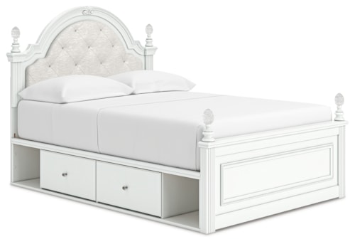 Full Upholstered Panel Storage Bed