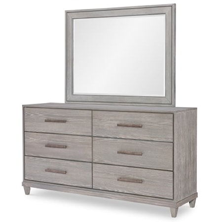 Contemporary Dresser and Mirror Set