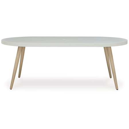 Oval Dining Table with Umbrella Option