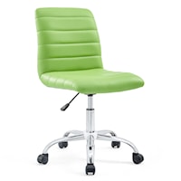 Ripple Contemporary Armless Mid Back Vinyl Office Chair - Bright Green