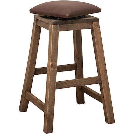 Rustic Stool with Upholstered Swivel Seat