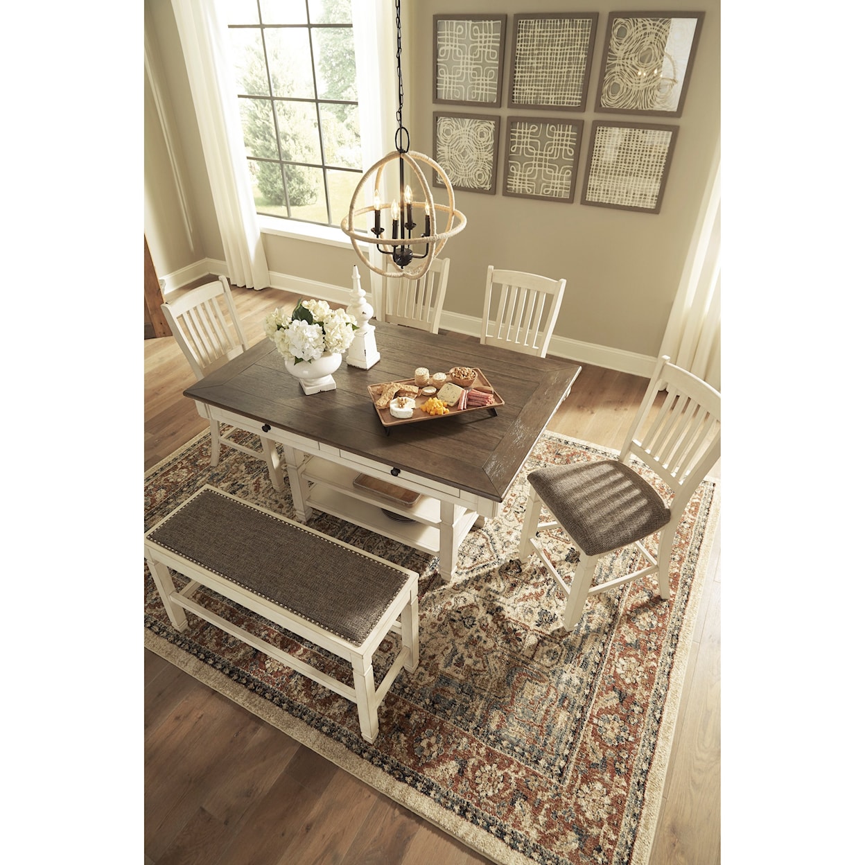 Signature Design by Ashley Bolanburg 6-Piece Counter Table Set with Bench