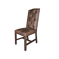 Rustic Upholstered Dining Side Chair with Tufted Back