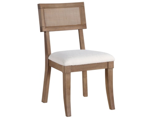 Contemporary Cane Dining Side Chair with Upholstered Seat