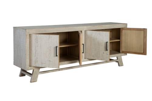 Rustic 4-Door Sideboard with Dark Metal Hand Pulls
