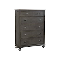 Traditional 5-Drawer Chest with Valet Rods