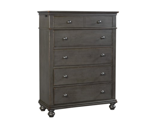 Traditional 5-Drawer Bedroom Chest with Valet Rods