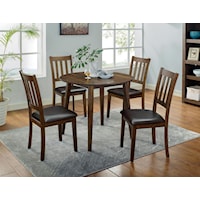 Transitional 5-Piece Round Dining Table Set with Upholstered Chairs