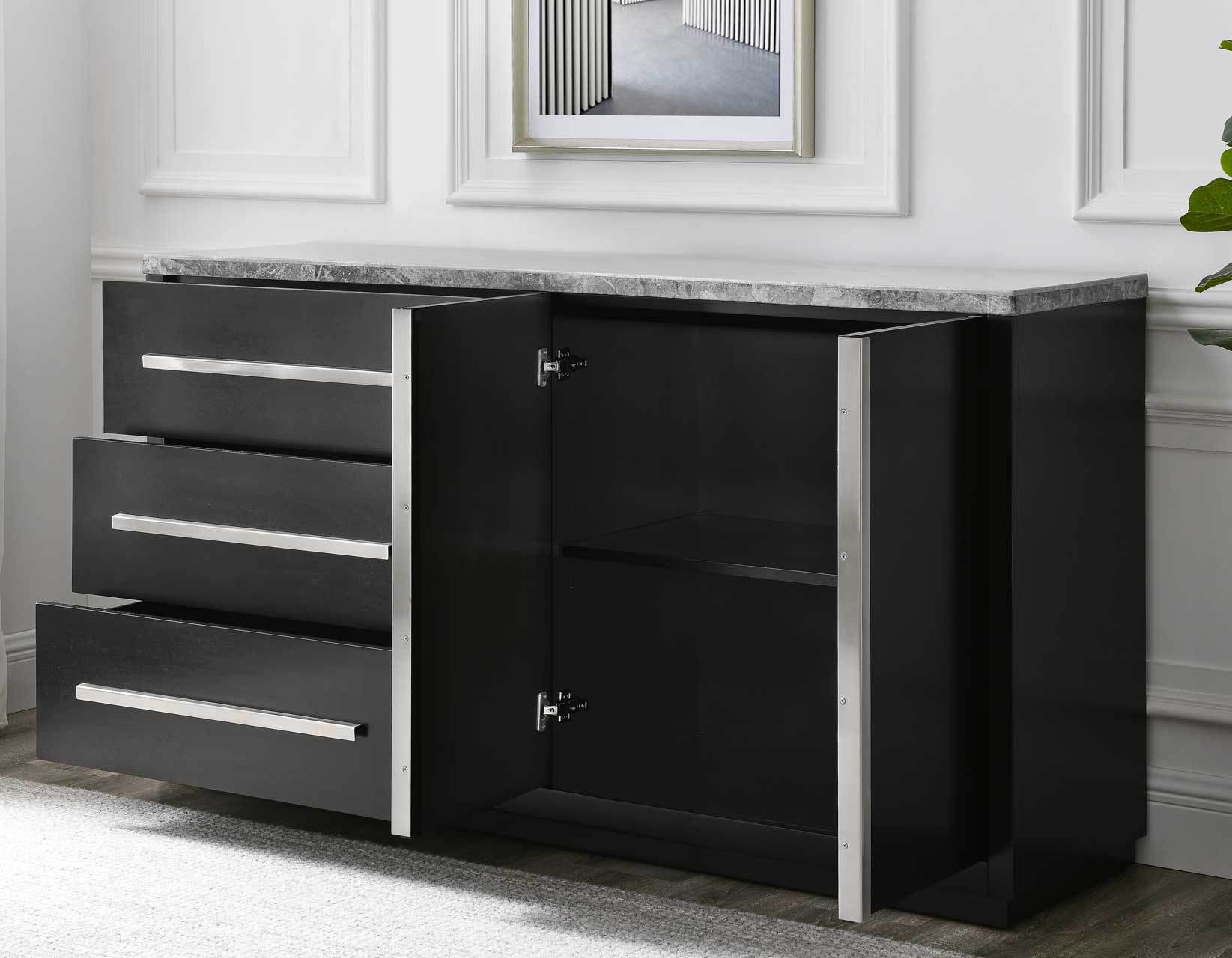 Gray Marble Credenza