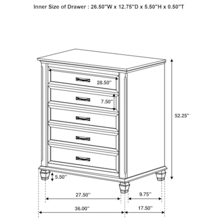 5-Drawer Bedroom Chest